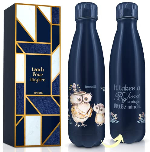 Onebttl Geschenk für Lehrer, Schule, Lehrer, Kindergarten, Lehrer, Schulanfang, Geschenk für Lehrer, Weihnachten, Männlich, Weiblich, Ruhestand, Schulanfang, Flasche Owl (500 ml)