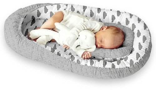 Multifunktionale Kuschelnest Babynest Kokon für Babys und Säuglinge, Nestchen, Reisebett, 100 Prozent Baumwolle, antiallergisch schön gepolstert mit Namen und Datum bestickt, ideal als Geschenk