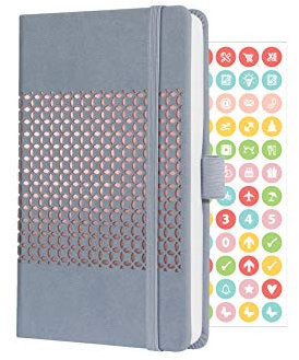 SIGEL J1208 Terminplaner Wochenkalender Jolie 2021, ca. A6, grau, samtig-weiche Oberfläche, mit fröhlichem Kalendarium, vielen Infos und praktischen Stickern - weitere Modelle
