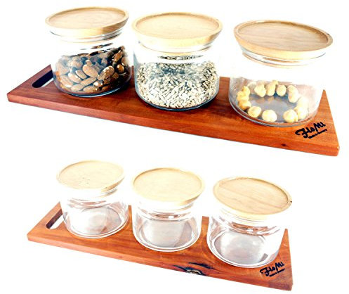 Exklusive Müsli Bar mit 3 Gläsern zur Aufbewahrung • Cerealien Spender