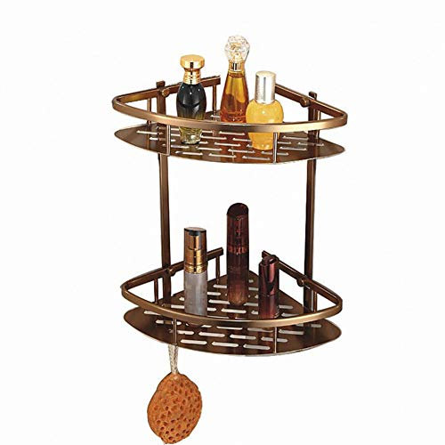 YHSGY Wall Antique Bronze Bathroom Triangle Shelves Dual Tier Corner Aluminum Shelf Shower Basket Etagere Mural Shower Caddy Repisa
