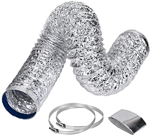 5feet Ventilation Ducting Aluminum Foil Double-Layer Thickened Air Ducting 4Inch Diameter Flexible Duct Hose for Tumble Dryer, Extractor Fan, Grow Tent, 2 Clamps Include