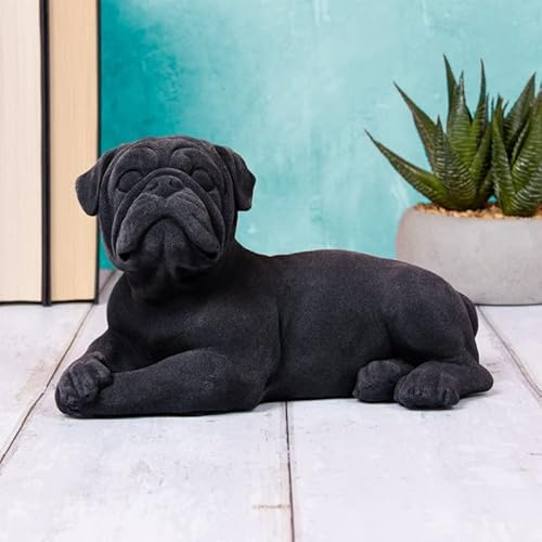 Dekofigur Mops, Samt, Schwarz