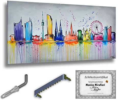 Monica Mirafiori I 100% HANDGEMALT I Gemälde Wien I 140x70cm | Gemälde Handgemalt | Acrylgemälde | Sehr Großes Acrylbild I Moderne Kunst I Kunstbilder