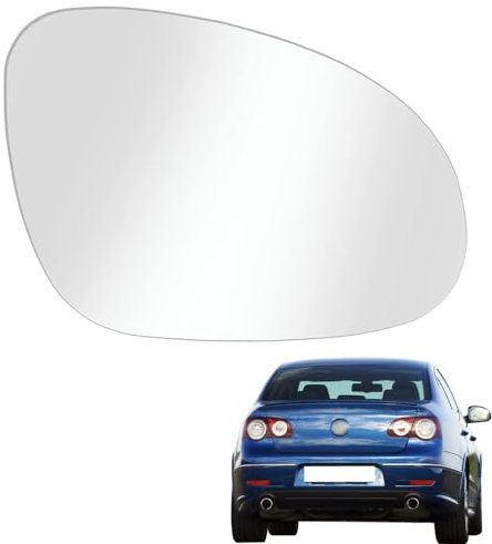 Ruolin Espejo Retrovisor Coche Derecho, Retrovisor Exterior Coche Cristal de Retrovisor Calefactable Compatible con Passat B6 2007-2011, Compatible con Golf MK5 2003-2008