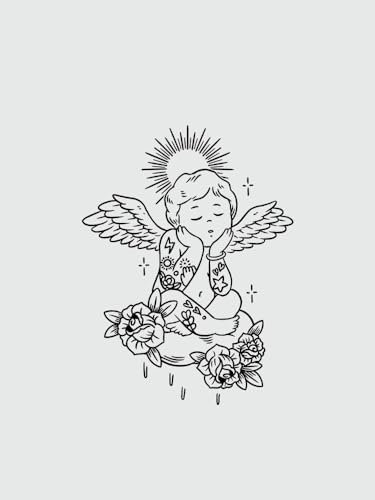 Little Angel Juice Plant Ink Wasserfest Semipermanent Und 2 Wochen Haltbar Temporärer Tattoo-Aufkleber Für Männer Und Frauen