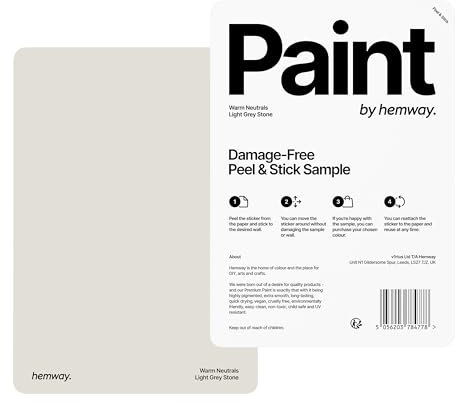 Hemway - Peel & Stick Sample for Our Chalk Based Furniture Matt Paint - Light Grey Stone | A5 Damage-Free, Accurate Colour Swatch | Test Our Chalky Matt Shabby Chic Finishes for Interior Decor