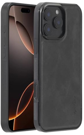 Molzar GripBig Series for iPhone 16 Pro Max Case, Built-in Metal Plate for Magnetic Mount, Works with Qi-certified Chargers, Compatible with iPhone 16 Pro Max, Black/Black