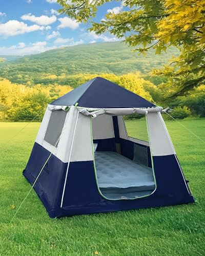 CORANI Aufblasbare Zelte für Camping, tragbar, 1/2/3/4 Personen, wasserdicht, winddicht, einfach aufzubauen, großes Familienzelt mit 1 Tür, 3 Fenstern, Moskitonutz, 2 x 2 x 15 cm