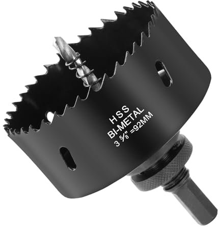 Flintronic 92mm Hole Saw, HSS Bi-Metal Hole Cutter, Hole Saw Drill Bit for Soft Metal, Wood, Plasterboard, Ceiling Board, PVC Board and Plastic for Cutting Circular Holes