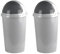 Sterling Ventures Premium Plastic Bullet Bin 50L Recycling Dustbin Flap Lid Rubbish Trash Bin (Grey X2)