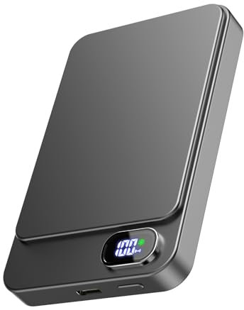 Magnetic Power Bank 5000mAh with LED Display, 22W Wireless Portable Charger Slim Magnetic Battery Pack, Compatible with Magsafe iPhone 15/15 Plus/15 Pro/15 Pro Max, iPhone 14/13/12 Series