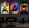 Gaming Wall Art Set, 3-Piece Canvas Prints, Colourful Controller and Headphone Design, Unframed Gaming Room Decor