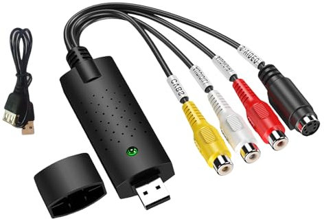 Uqezagpa USB 2.0 Video Grabber Video Acquisizione Scheda per Digitalizzare Sorgenti Analogiche Conversione e Facile