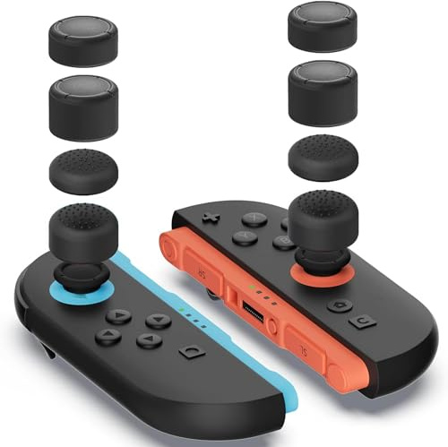 HAOBIN 8 Stück Joystick-Kappen für Nintendo Switch 2, Ergonomische Griffe für besseren Halt & Präzision, Schwarz, 4 Größen