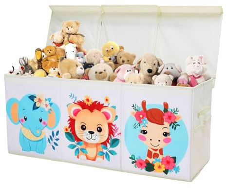 Extra Groß Aufbewahrungsbox Faltbare Spielzeugkiste mit Deckel Griff | Oxford spielzeug Aufbewahrung für Kinder Mädchen Jungen Spielzeugbox im Kinderzimmer 96×32×40cm