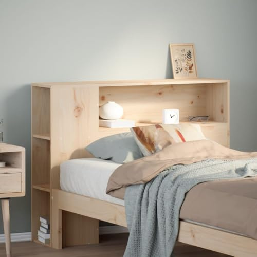 QJBSAVVA Kopfteil Kiefer massiv 81x24x82 cm freistehend mit Stauraum für 75 cm Matratze, rustikales Massivholz Design und platzsparende Alternative zum Nachttisch für Schlafzimmer und Gästezimmer