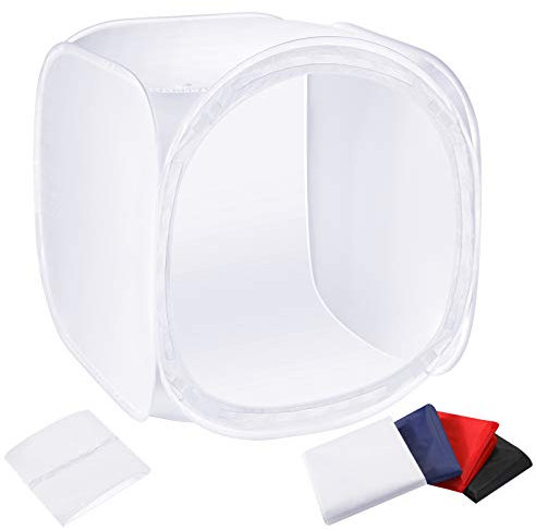 NEEWER 24x24 Zoll/ 60x60cm Fotostudio Aufnahme Zelt Lichtwürfel Diffusions Soft Box Set mit 4 Farben Hintergründe(Rot Dunkelblau Schwarz Weiß) für Fotografie