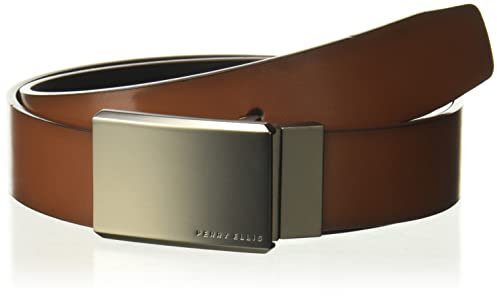 Perry Ellis Herren Reversible Matte at Me Belt Gürtel, Brn30, 34