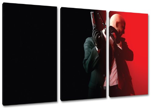Dark hitman 3-Teilig auf Leinwand, Gesamtformat: 120x80 cm fertig gerahmte Kunstdruckbilder als Wandbild - Billiger als Ölbild oder Gemälde - KEIN Poster oder Plakat