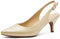 Greatonu Slingback Donna Scarpe Eleganti Decollete con Tacco Medio a Gattino e Punta, Gold-O EU 38