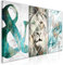 decomonkey Bilder Modern Löwe 120x60 cm 3 Teilig Leinwandbilder Bild auf Leinwand Vlies Wandbild Kunstdruck Wanddeko Wand Wohnzimmer Wanddekoration Deko Marmor Textur braun mint