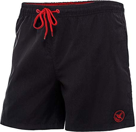 Ladeheid Short de Bain Homme, Séchage Rapide avec Doublure en Filet, Maillot de Bain Homme Piscine, Poches Latérales et Arrière, Taille Élastique avec Cordon LA40-128 (Noir, S)