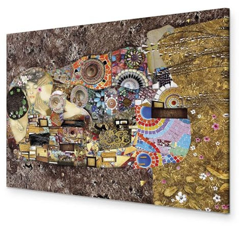 murando - Wandbilder Gustav Klimt 60x40 cm 1 tlg - Wand Deko Vlies Leinwand Bilder Groß Wanddeko Wohnzimmer Schlafzimmer Kunstdrucke - Abstrakt der Kuss Textur l-A-0060-b-a