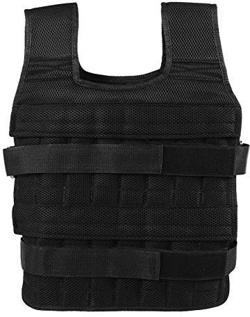 DAUERHAFT Krafttrainingsweste , 15 kg Verschleißfeste Gewichtsweste Krafttrainingsjacke , Leicht einzustellende Bequeme atmungsaktive Mesh Krafttraining Krafttrainingsweste für Krafttraining
