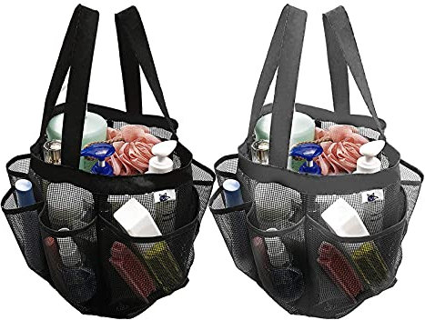 Netz Strandtasche Duschtasche with 8 Tragbare Tasche, Kulturtasche zum AufhäNgen fur Dusche with Tragegriff, Faltbare Tasche Make up Organizer fur Shampoo, Seife und Anderes Badezimmer Zubehör
