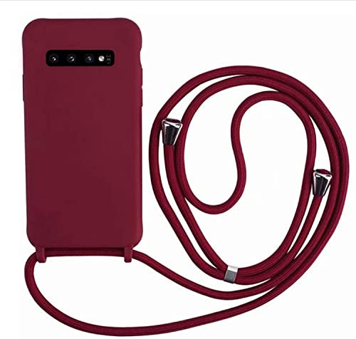 xingting EU Coque Compatible avec Samsung Galaxy S10E TPU Étui de,Protection en Silicone Case,Colliers de cellulaire,pour téléphone Portable avec Cordon Lanyard Case-Rouge