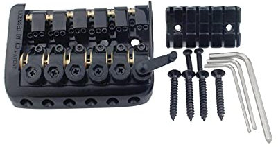 Guyker 6 String Saddle Headless Guitar Bridge Tailpiece With Worm Involved String Device for Headless Guitar Accessories W2004 Black