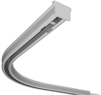 Home-Vision Gardinenschiene Vorhangschiene 1-läufig, 2-läufig, 3-läufig,4-läufig(Serie Y, Rundbogen Grau Rechts) Aluminium, Inkl. Befestigungsmaterial, für Schiebevorhang