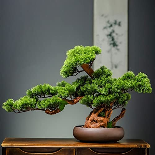 SQLCF Künstliche Bonsai-Pflanze - Simulation Welcome Kiefer Bonsai für Büro, Wohnzimmer und Geschäft - Grüne Topf-Dekoration für Wohlstand