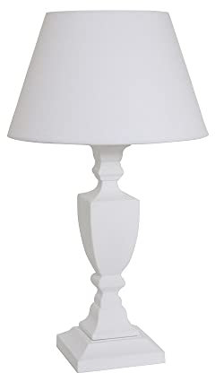 Grafelstein Tischlampe weiß im Landhausstil, Lampenschirm Ø 30 cm, H51,5cm, Tischleuchte mit E14 Fassung