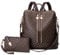 Kiepoar Damen Rucksack aus PU Leder mit Wallet, Stilvoll Tasche Diamantmuster Lederrucksack mit Schultergurt als Umhängetasche, Elegant Backpack Große Mode Bag für Arbeit Schule Reise