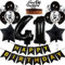 Feelairy Geburtstagsdeko 41 Jahre Frauen, Luftballon 41. Geburtstag Deko Männer, Schwarz Tortendeko Happy 41th Birthday Deko 41 Jahre Frau, Ballon 41. Geburtstag Mann Party Dekoration Set