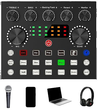 Live Sound Card V8 - Live Streaming Audio Mixer | Live Karaoke Sound Card 7 Modes Streaming Soundboard Streaming Mixer Audio Mixer Itrimaka