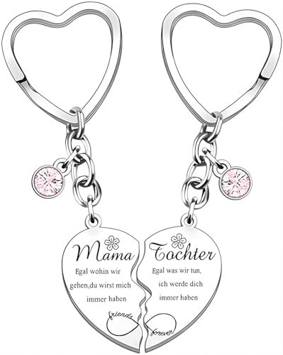 kiimiipa 2pcs Mama Geschenk,weihnachtsgeschenke für mama,Geschenke für Mama,Mutter Tochter Konzentrischer Schlüsselanhänger,Geburtstagsgeschenk füe Mama,Schlüsselanhänger mama
