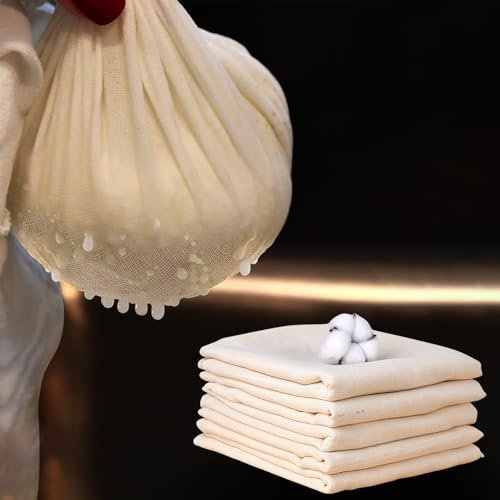 5 Stück Siebtuch Passiertuch Wiederverwendbar, FUKPO Filtertücher Baumwolle Filtertuch Küche Käsetücher 50x50cm, Passiertücher Waschbar Käsetuch Natural Cotton Cheesecloth Saft Strainer