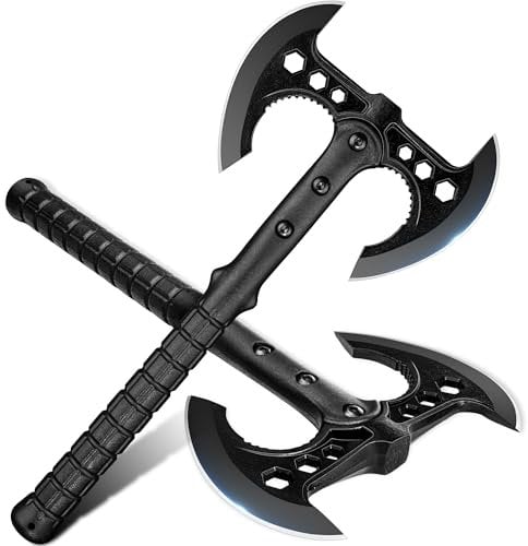 Dream Reach 2PCS Beil Axt Set Doppelaxt Survival Camping Outdoor Wikinger Handbeil für Bushcraft Wald Garten Männer Geschenke Schwarz