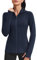 PINSPARK Laufjacke Damen Sportjacke Fitness Yoga Jacke Langarm definieren Jacke mit Daumenloch für Fitness Trainingjacke Navy Blau XXL