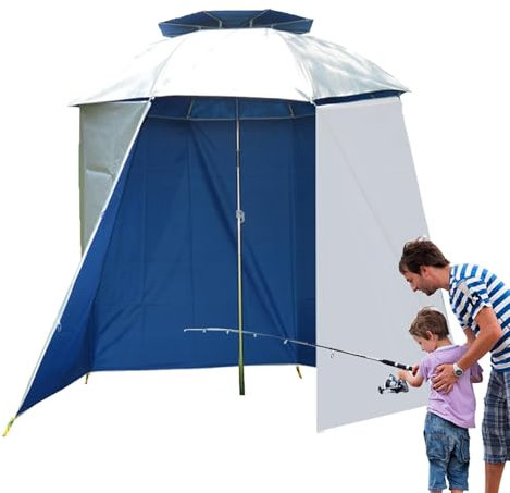 Generico Ombrello Portatile per Ombrellone Sportivo | Ombrello da Pesca Impermeabile con Protezione UV, Tessuto Semicircolare per Spiaggia, Patio, Giardino, Piscina - Blu