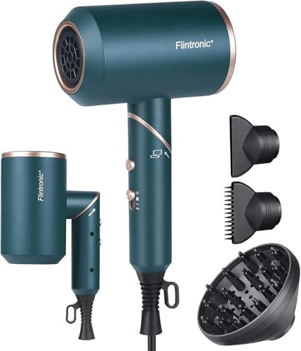 Flintronic Professional Ionic Hair Dryer, 2000W Powerful AC Motor Fast Drying Ionic Hair Dryer with 2 Speed 3 Heat Setting, Cool Shot Button with 1 Diffuser & 2 Concentrator, for Women Man Home
