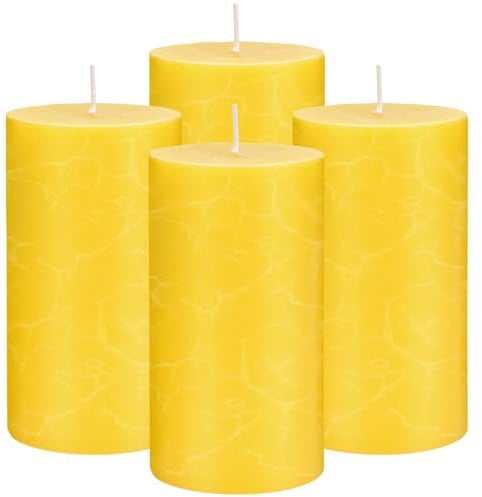 Citronella Kerze Outdoor Groß,4PC Stumpenkerzen-5cm x 10cm, Zitronengras Kerzen,Garten-Kerzen für Garten,Terrasse,Terrasse,Hochzeiten, Feiern,Brenndauer 120 Std,Frisch Duftend, Rauchfrei, Tropffrei
