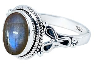 Exquisiter natürlicher Geburtsstein-Edelstein-Ring, handgefertigter Boho-Schmuck, 925er-Sterlingsilber-Ring für Frauen