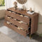 IDEASY Commode avec 6 tiroirs et poignées en métal, buffet avec structure gaufrée, anti-basculement, 120 x 40 x 75 cm, noyer