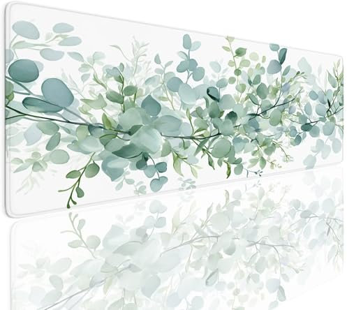 Alfombrilla Ratón XXL Gaming 1600x800x4mm, Mouse Pad Grande Tapete Escritorio Ordenador, Alfombrilla Raton Antideslizante Impermeable, Desk Mat con Bordes Cosidos, Mousepad Jugadores PC Leaves 4-671