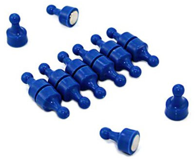 Blue Skittle Magnet for Fridge, Office, Whiteboard, Noticeboard, Filing Cabinet - 12mm dia x 21mm tall - Pack of 12