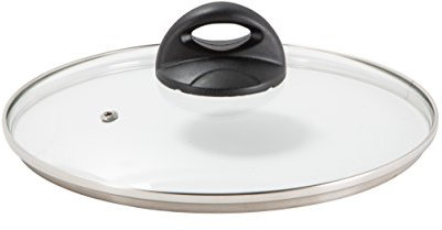 Barazzoni Spa, Coperchio in Vetro, Pomolo Nero, Bordo Inox, 24 cm